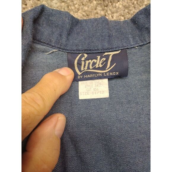 Circle T Marilyn Lenox VTG Western DENIM 2 Piece Fringed Skirt & Jacket SZ 11/12 - Picture 5 of 16